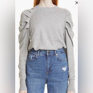 Ted Baker London Alicina Gray Ruched Folded Sleeve Sweater size 2 US 6 Small